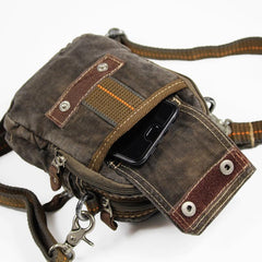 Canvas Black Mens Small Vertical Postman Bag Belt Pouch Messenger Bags Belt Bag For Men - imessengerbags