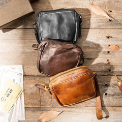 Brown Leather Mens Small Key Case Black Key Holder Coin Purse Card Holder For Men - imessengerbags