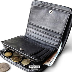 Genuine Leather Mens Cool billfold Leather Wallet Men Small Wallets Bifold for Men - imessengerbags