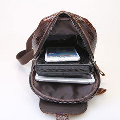 Cool Mens Leather Sling Bag One Shoulder Backpacks Sling Crossbody Backpack For Men - imessengerbags