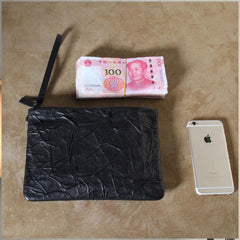 Genuine Leather Mens Clutch Cool Slim Wallet Zipper Clutch Wristlet Wallet for Men - imessengerbags
