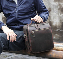 Black Coffee Fashion Leather Mens Vintage Small Handbag Shoulder Bags Side Bag For Men - imessengerbags