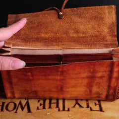Handmade Leather Vintage Mens Long Wallet Cool Long Wallet for Men - imessengerbags