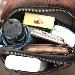 Vintage Brown LEATHER MENS One Shoulder Backpack Cool Chest Bag SLing Bag For Men - imessengerbags