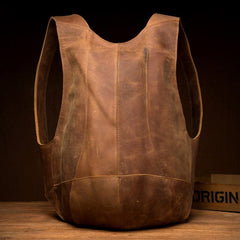Cool Brown Leather Mens 13 inches Sport Backpack School Backpack Travel Backpack for Men - imessengerbags