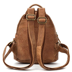 Khaki Fashion Mens Leather Small Travel Backpacks Cute College Backpacks School Backpack for men - imessengerbags