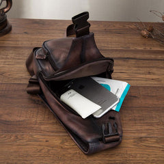 Cool Leather Chest Bag Sling Bag Sling Crossbody Bag Sling Travel Bags Sling Hiking Bag For Men - imessengerbags