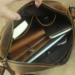 COOL Vintage Brown LEATHER MENS Small Side Bag Messenger Bag for Men - imessengerbags