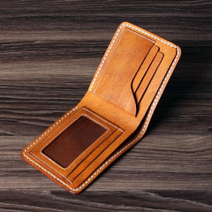 Handmade Leather Mens Cool Slim Leather Wallet Card Wallet Holders Men Small Wallets Bifold for Men - imessengerbags