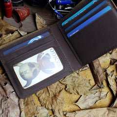 Handmade Leather Mens Cool Slim Leather Wallet Men billfold Wallets Bifold for Men - imessengerbags
