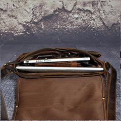 Brown Leather Mens SIDE BAG COURIER BAG Messenger Bag Shoulder Bag for Men