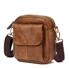 Khaki Leather Mens Cool Mini Messenger Bag Courier Bag Belt Pouch Waist Bag for men