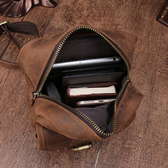 Cool Mens Leather Sling Bag One Shoulder Backpack Sling Crossbody Bag For Men
