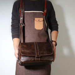 Handmade Genuine Leather Mens Cool Messenger Bag Sling Bag Chest Bag Bike Bag Cycling Bag for men - imessengerbags