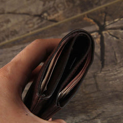 Handmade Genuine Leather Mens Cool Slim Leather Wallet Men Small Wallets Bifold for Men - imessengerbags
