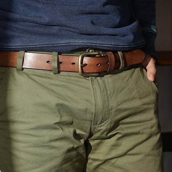 Cool Genuine Leather Vintage Simple Leather Belt Mens Khaki Belt Men Brown Leather Belt for Men