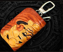 Handmade Leather Tooled Mens Cool Car Key Wallet Car Key Holder Car Key Case for Men - imessengerbags