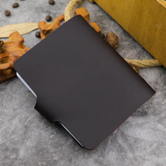 RFID Leather Mens Small Brown Wallet Cardholder Wallet Dark Coffee Front Pocket Wallets for Men