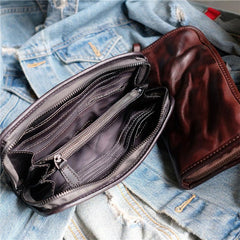 Cool Mens Leather Zipper Long Clutch Wallet Zipper Vintage Long Wallet For Men