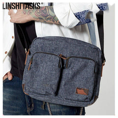Fashion Oxford Cloth Leather Mens Ancient Red Side Bag Messenger Bags Ancient Gray Oxford Cloth Courier Bag for Men