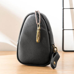 Black Leather Mens Small Car Key Wallet Brown Key Holder Coin Purse For Men - imessengerbags
