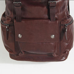 Genuine Leather Mens Cool Backpack Sling Bag Large Black Travel Bag Hiking Bag for men - imessengerbags