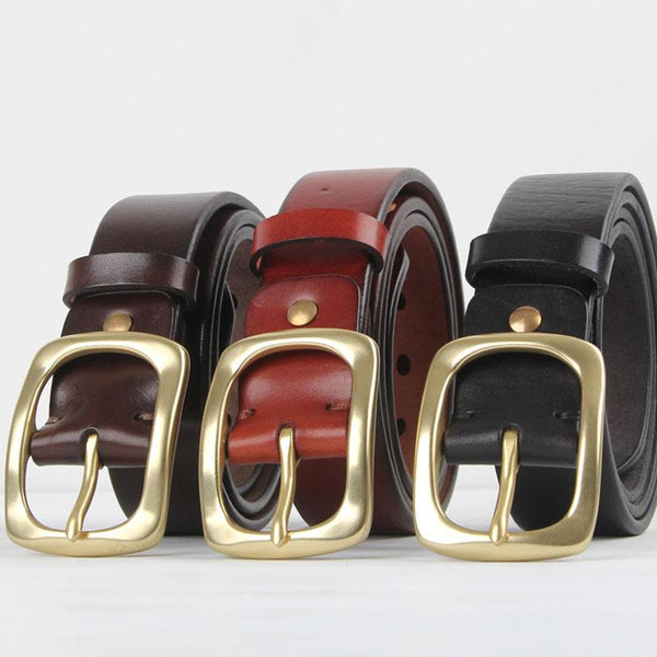 Genuine Leather Punk Rock Biker Trucker Mens Belt Men Black Coffee Belt for Men - imessengerbags