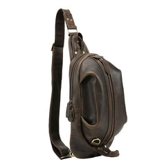 Genuine Leather Mens Cool Chest Bag Sling Bag Crossbody Bag Travel Bag Hiking Bag for men - imessengerbags
