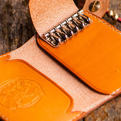 Handmade Leather Biker Mens Cool Car Key Wallet Coin Wallet Pouch Car KeyChain for Men - imessengerbags