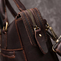 Cool Coffee Leather Mens Briefcase 15inch Laptop Bag Work Handbag Business Bag for Men - imessengerbags