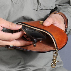 Handmade Mens Cool Brown Leather Glasses Case Glasses Box Glasses Holder Sunglasses Case for Men - imessengerbags