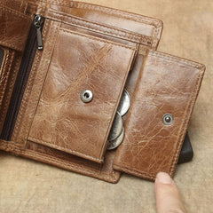 Cool Leather Mens Small Wallet billfold Bifold Wallet Front Pocket Wallet for Men - imessengerbags