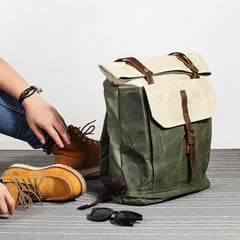 Casual Waxed Canvas Green Men's Travel School Backpack Laptop Backpack For Men - imessengerbags