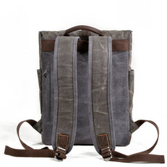 Cool Canvas Leather Mens Large Waterproof Black 15‘’ Backpack Travel Backpack Khaki Computer Backpack for Men - imessengerbags