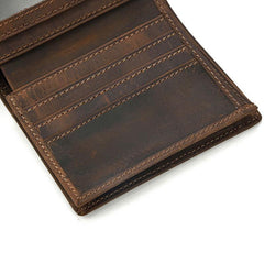 Cool Leather Mens Small Bifold Wallet billfold Wallet Front Pocket Wallets for Men - imessengerbags