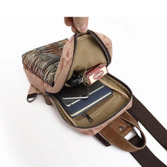 Rustic Canvas Leather Mens Sling Bag Chest Bag One Shoulder Pack for men - imessengerbags