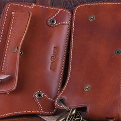 Genuine Leather Mens Cool Phone Key Wallet Card Slim Wallet Key Holder Car Key Case for Men - imessengerbags