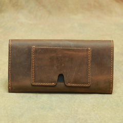 Vintage Mens Leather Long Wallet Envelope Long Wallet Phone Clutch Wallet For Men