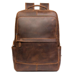 Black Casual Mens Leather 15-inch Computer Backpacks Brown Travel Backpacks School Backpacks for men - imessengerbags