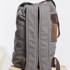Cool Canvas Leather Mens Bucket Backpack Canvas Travel Bag Canvas Barrel Bag for Men - imessengerbags
