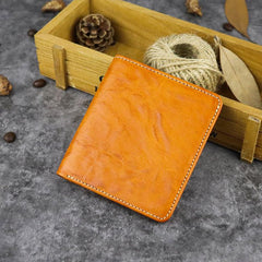 Vintage Leather Men's Bifold Small Wallet Front Pocket Wallet billfold Wallet For Men - imessengerbags