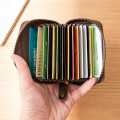 Gray Canvas Leather Mens Light Brown Small Wallets Zipper Bifold Card Wallet Coin Purse for Men
