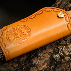 Handmade Leather Tooled Mens Cool Car Key Wallet Car Key Holder Car KeyChain for Men - imessengerbags