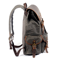 Cool Waxed Canvas Mens Waterproof 15'' Travel Backpack Hiking Backpack for Men - imessengerbags