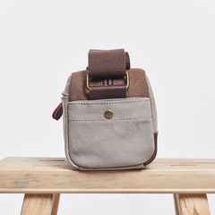 Mens Canvas Leather Gray Cool Messenger Bag Side Bag for Men - imessengerbags