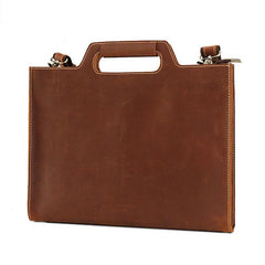 Vintage Leather Men Work 11inch Briefcase Handbag Shoulder Bags Work Bag For Men - imessengerbags