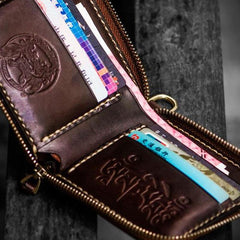 Handmade Leather Tooled Eagle Mens billfold Wallet Cool Leather Wallet Slim Wallet for Men - imessengerbags