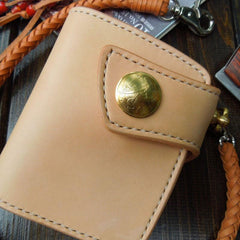 Handmade Leather Biker Wallet Mens Cool Short Chain Wallet Trucker Wallet with Chain - imessengerbags