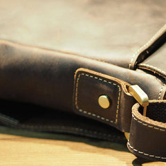 Cool Leather Mens Coffee Messenger Bag Side Bag Small Shoulder Bag for Men - imessengerbags