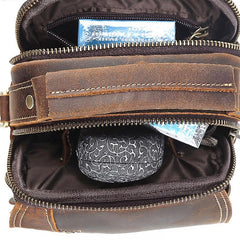 Cool Leather Vintage Small Side Bags Waist Bag Belt Pouch Small Shoulder Bags For Men - imessengerbags